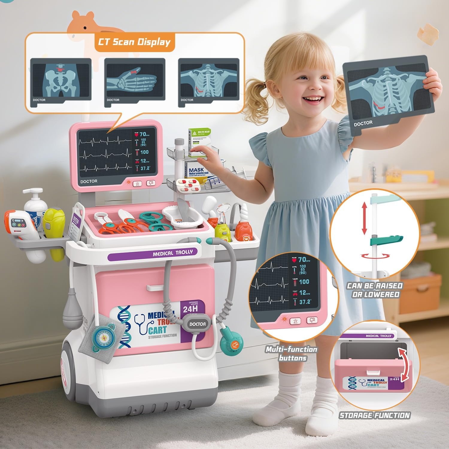 Kids Doctor Education - Set Permainan Dokter Anak Deluxe, Troli