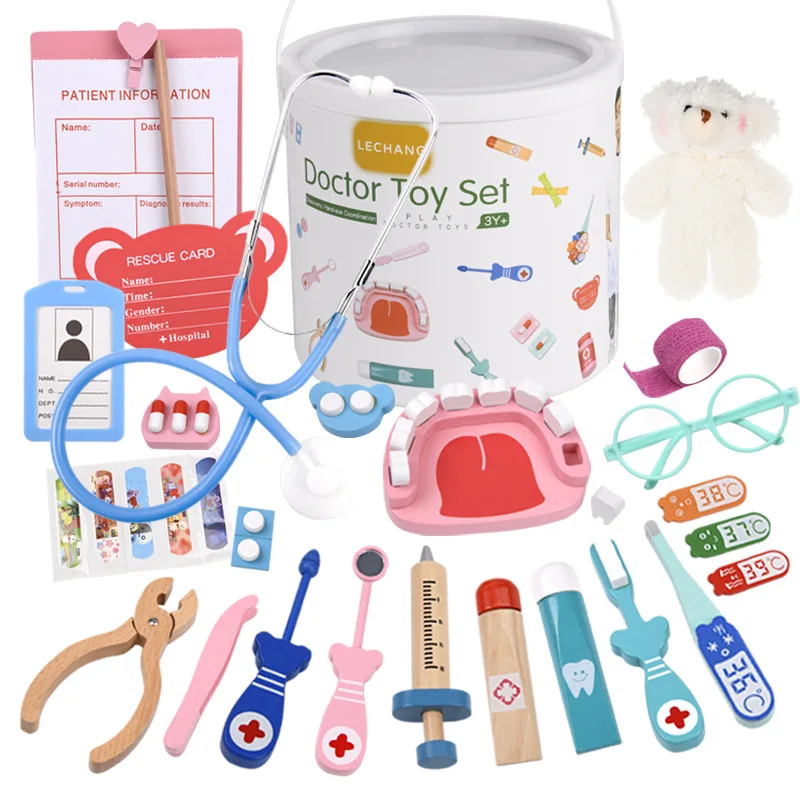 Kids Doctor Education - Set Dokter Bermain Pura-pura Kayu Mainan