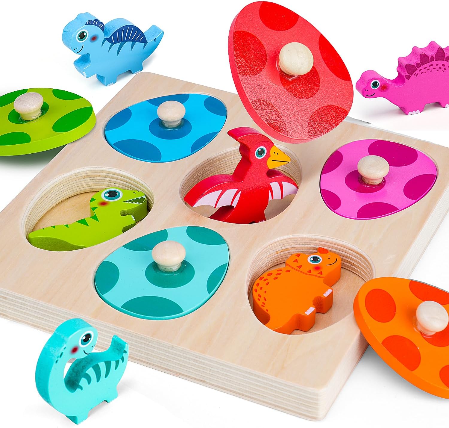 Kids Nature Education - Mainan kayu dinosaurus Jigsaw Puzzle montesori
